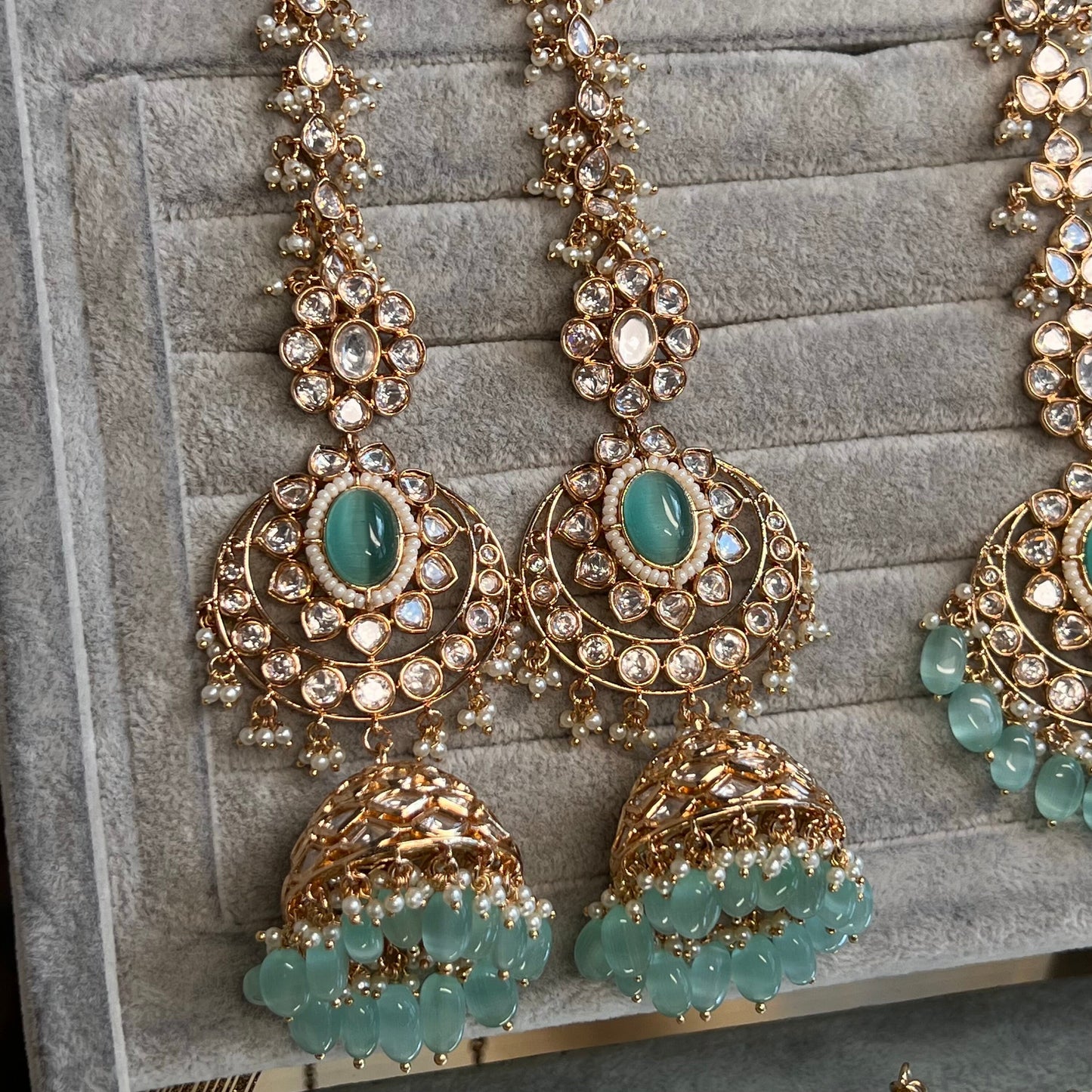 Real Kundan Gold Plated Mint Full Choker Set/ Indian/ Pakistani Style/Necklace/ Choker/ Earring/ Tikka/ Mathapatti/Mala/Jhumar