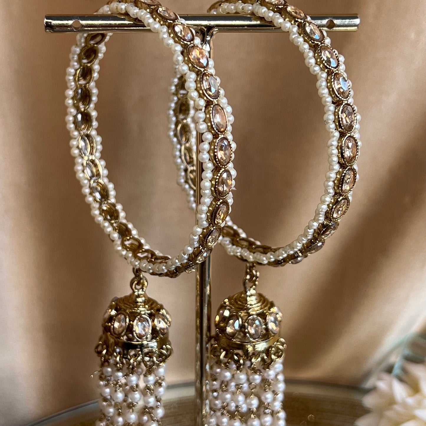 Antique Gold Jhumka Bangles - Champagne Jhumkis/Indian/ Pakistani/Jewelley/ Fashion Bracelet