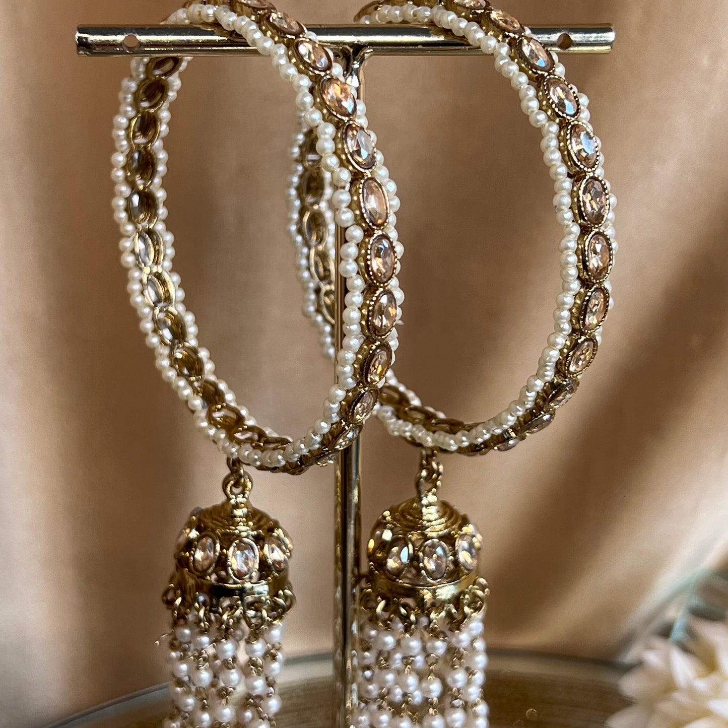 Antique Gold Jhumka Bangles - Champagne Jhumkis/Indian/ Pakistani/Jewelley/ Fashion Bracelet