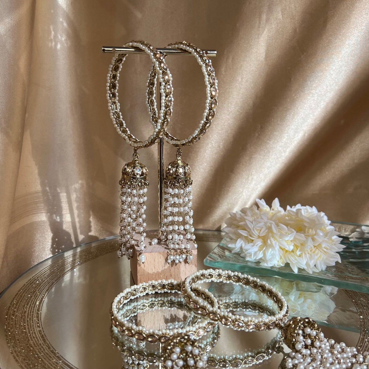 Antique Gold Jhumka Bangles - Champagne Jhumkis/Indian/ Pakistani/Jewelley/ Fashion Bracelet