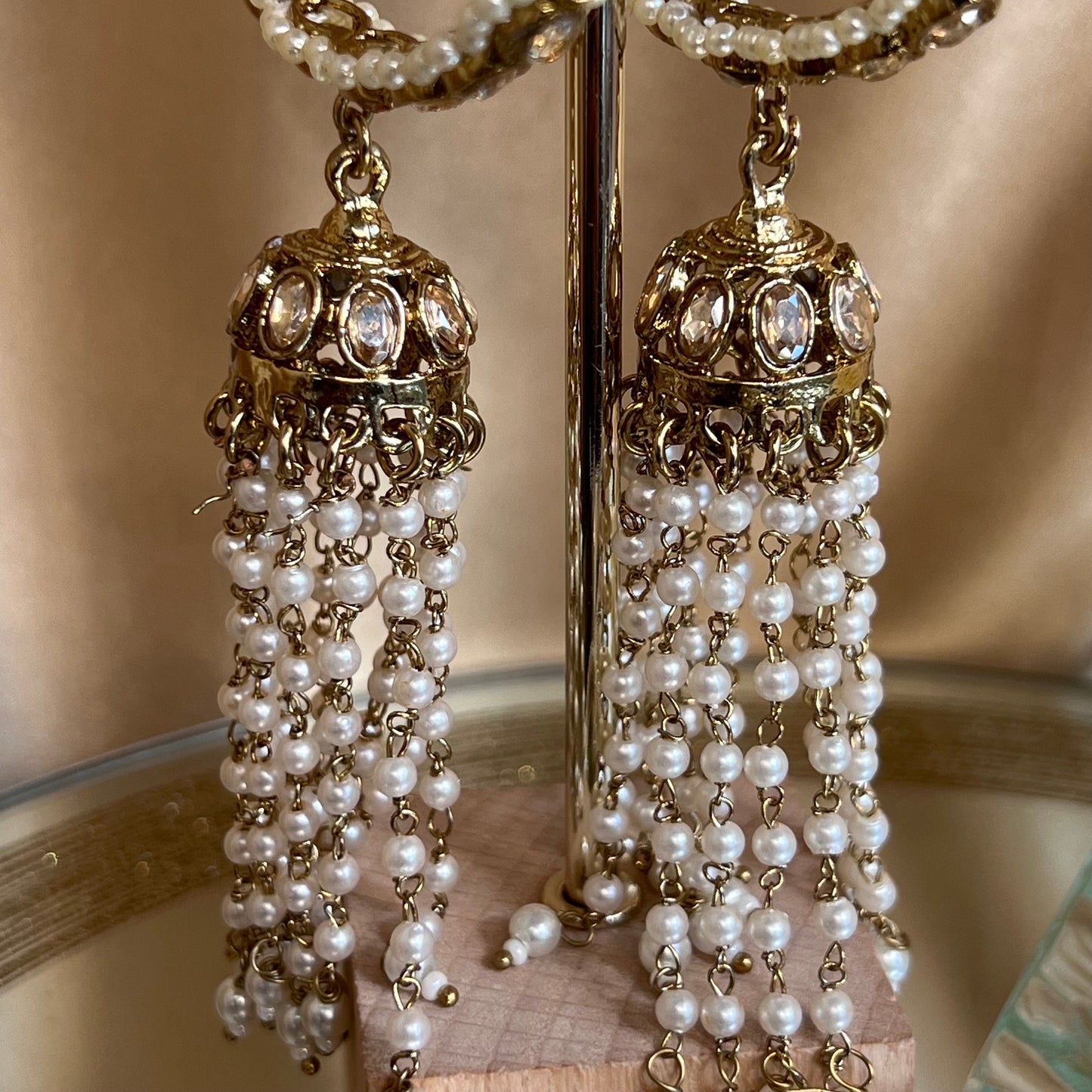 Antique Gold Jhumka Bangles - Champagne Jhumkis/Indian/ Pakistani/Jewelley/ Fashion Bracelet