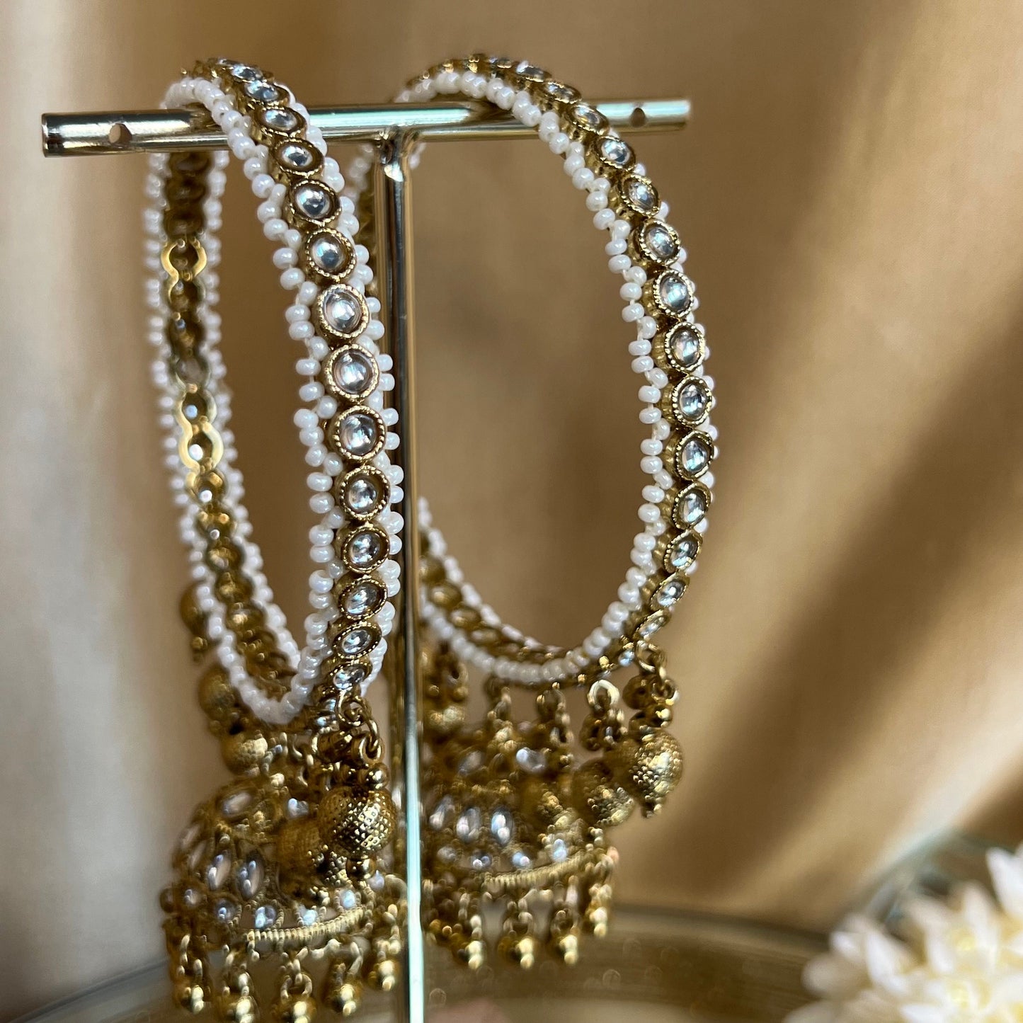 Faux Kundan Gold Ball Jhumka Bangle Pair/Indian/ Pakistani/Jewelley/ Fashion Bracelet