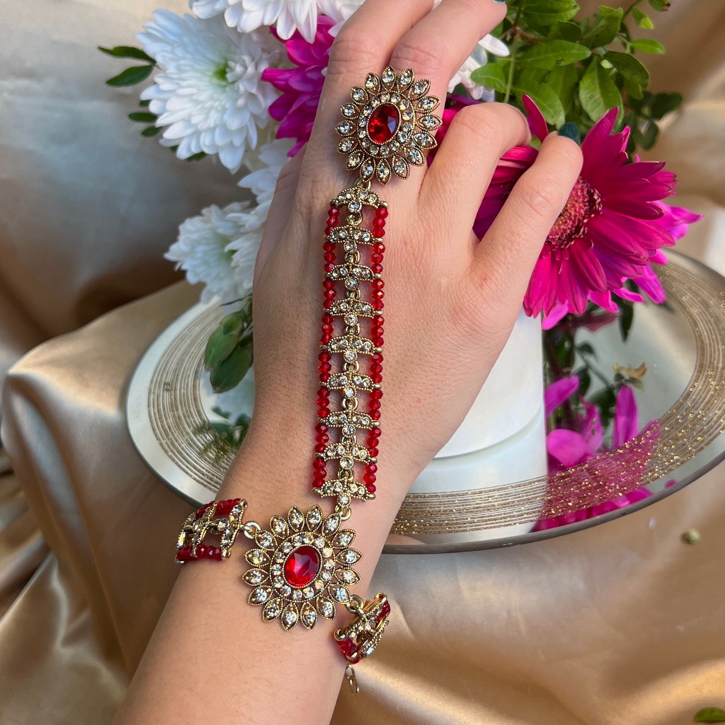 Maroon Hand Harness/ Fashion Jewellery/ Gift for Women/Indian/Pakistani style /Haathphool/Hand Accessory