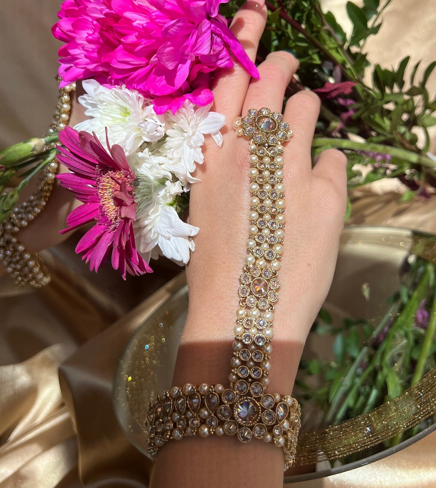 Champagne Hand Harness/ Fashion Jewellery/ Gift for Women/Indian/Pakistani style /Haathphool/Hand Accessory