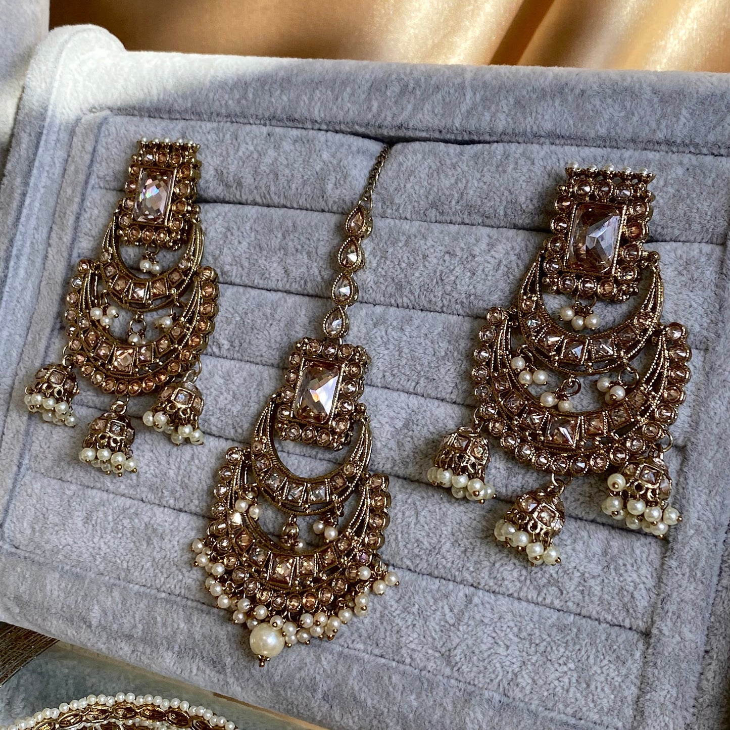 Champagne Bridal Choker Set/ Indian/ Pakistani Style/Indian Bridal Jewellery Set