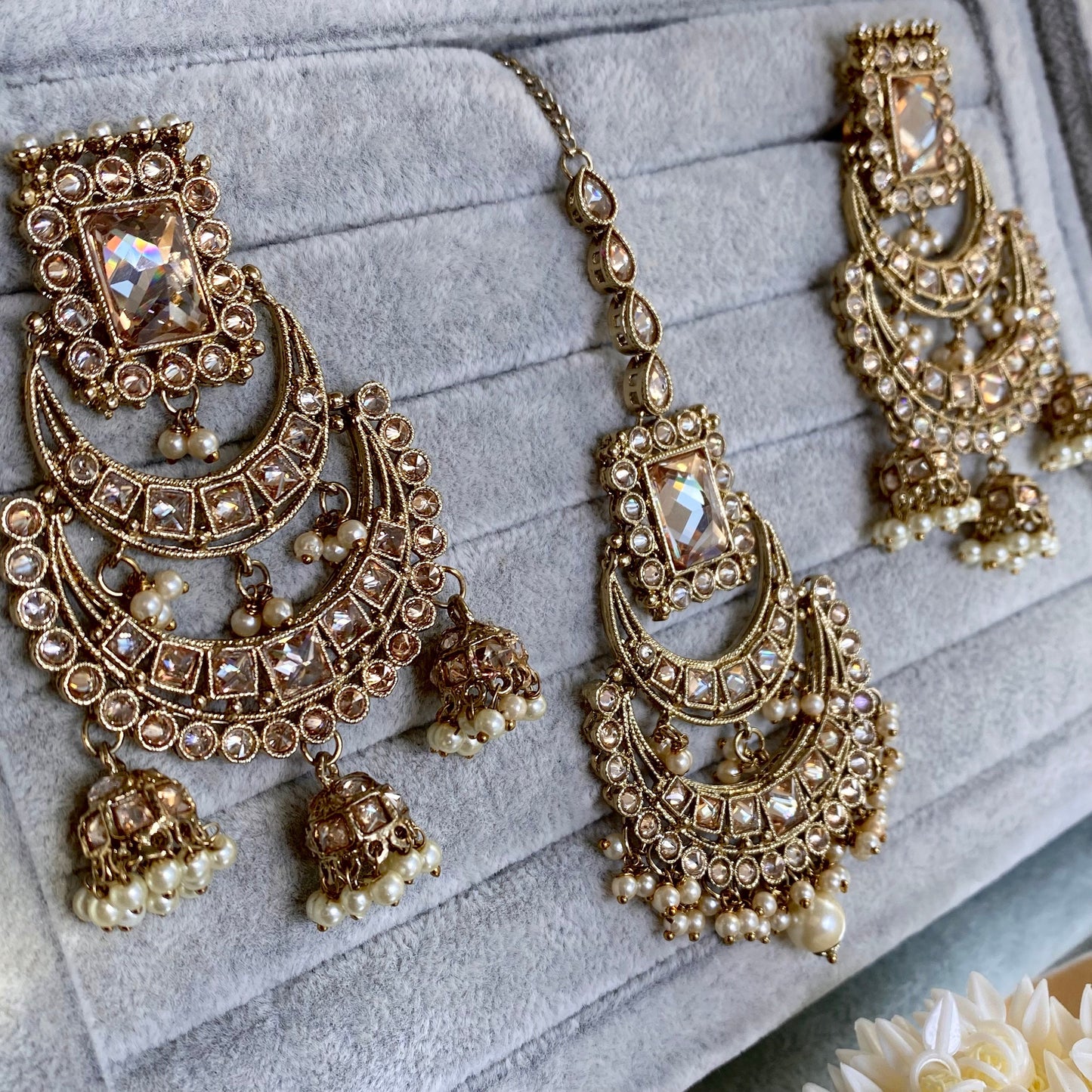 Champagne Bridal Choker Set/ Indian/ Pakistani Style/Indian Bridal Jewellery Set