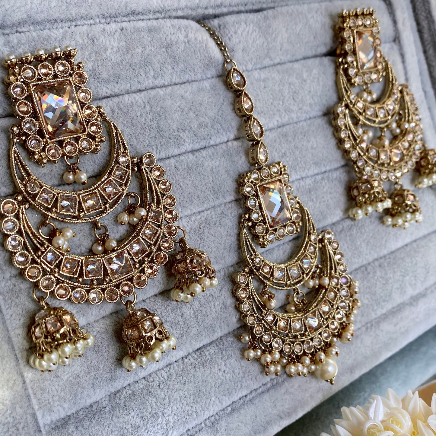 Champagne Bridal Choker Set/ Indian/ Pakistani Style/Indian Bridal Jewellery Set