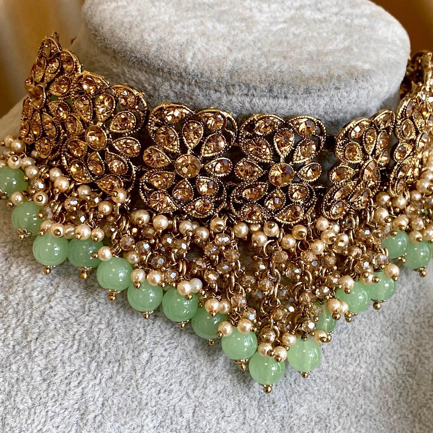 Mint Choker Set/ Light Green/ Earring/ Tikka/Indian/ Pakistani/Fashion Jewellery/