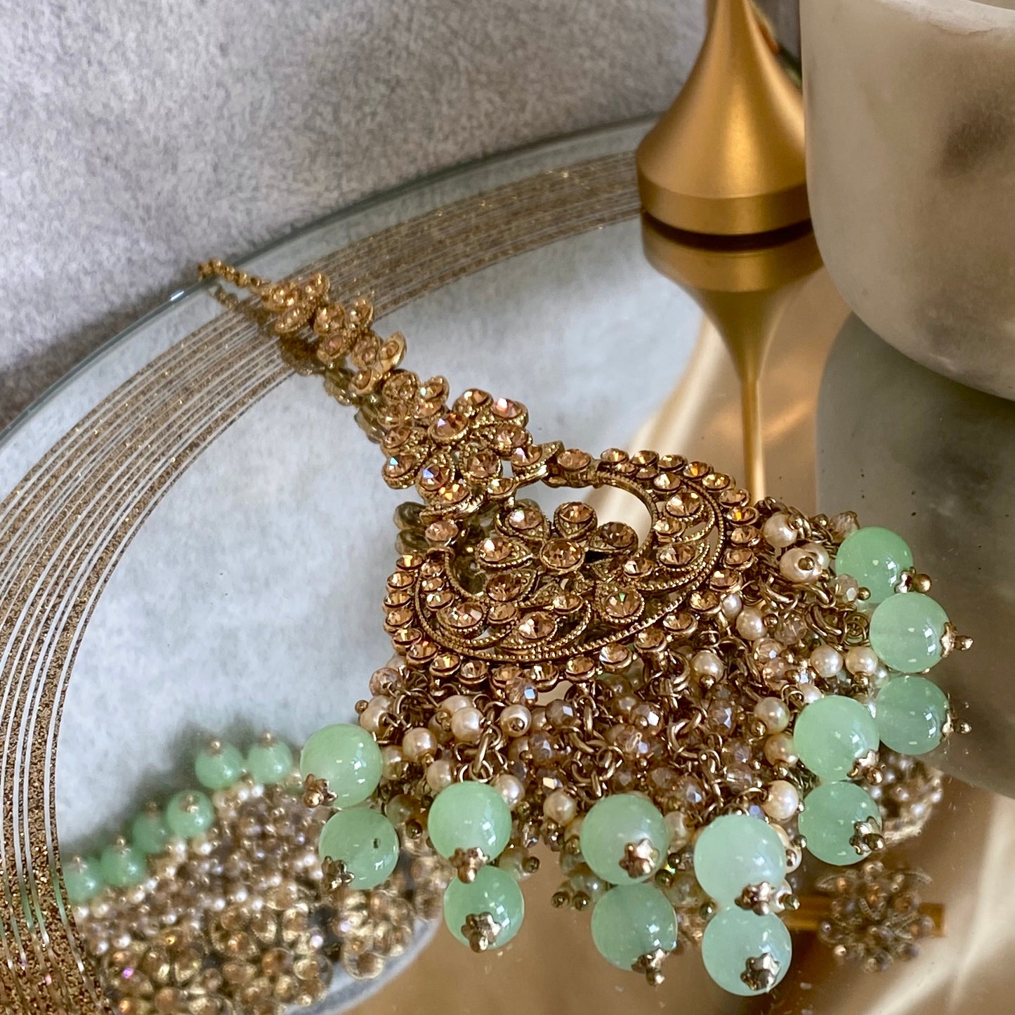 Mint Choker Set/ Light Green/ Earring/ Tikka/Indian/ Pakistani/Fashion Jewellery/