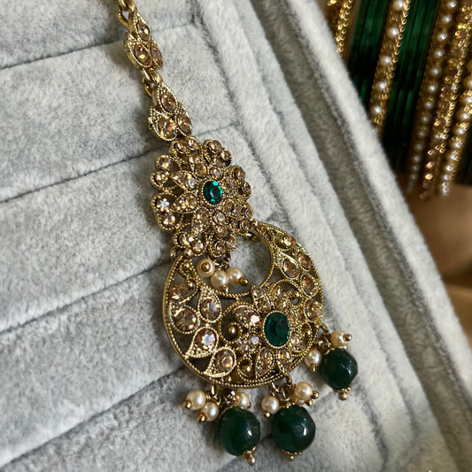 Green Tikka/ Tikli/ Indian/ Pakistani Fashion Jewellery/ Maang Tikkas