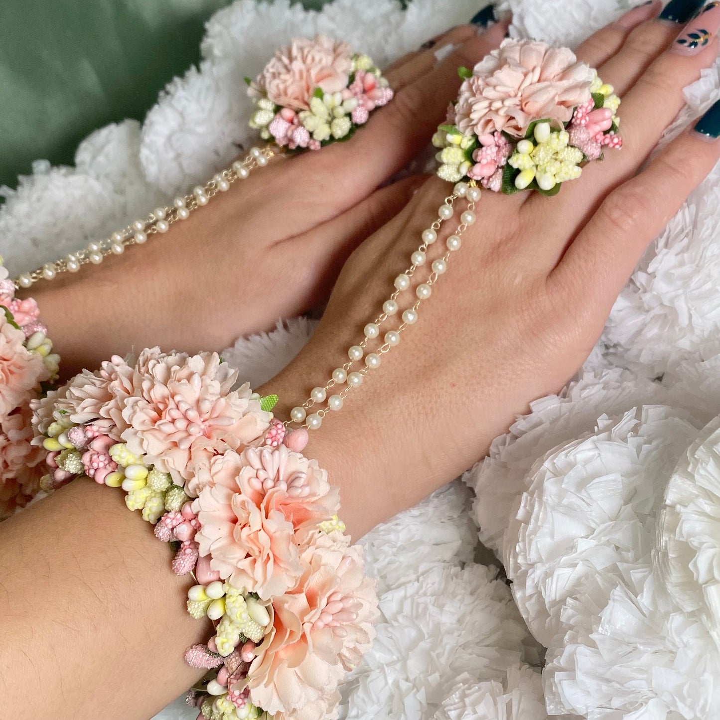 Pink Flower Hand harness/Hathpool Mehendi Sangeet Floral Jewellery/ Fashion Jewellery/ Gift for Women/Indian/Pakistani style