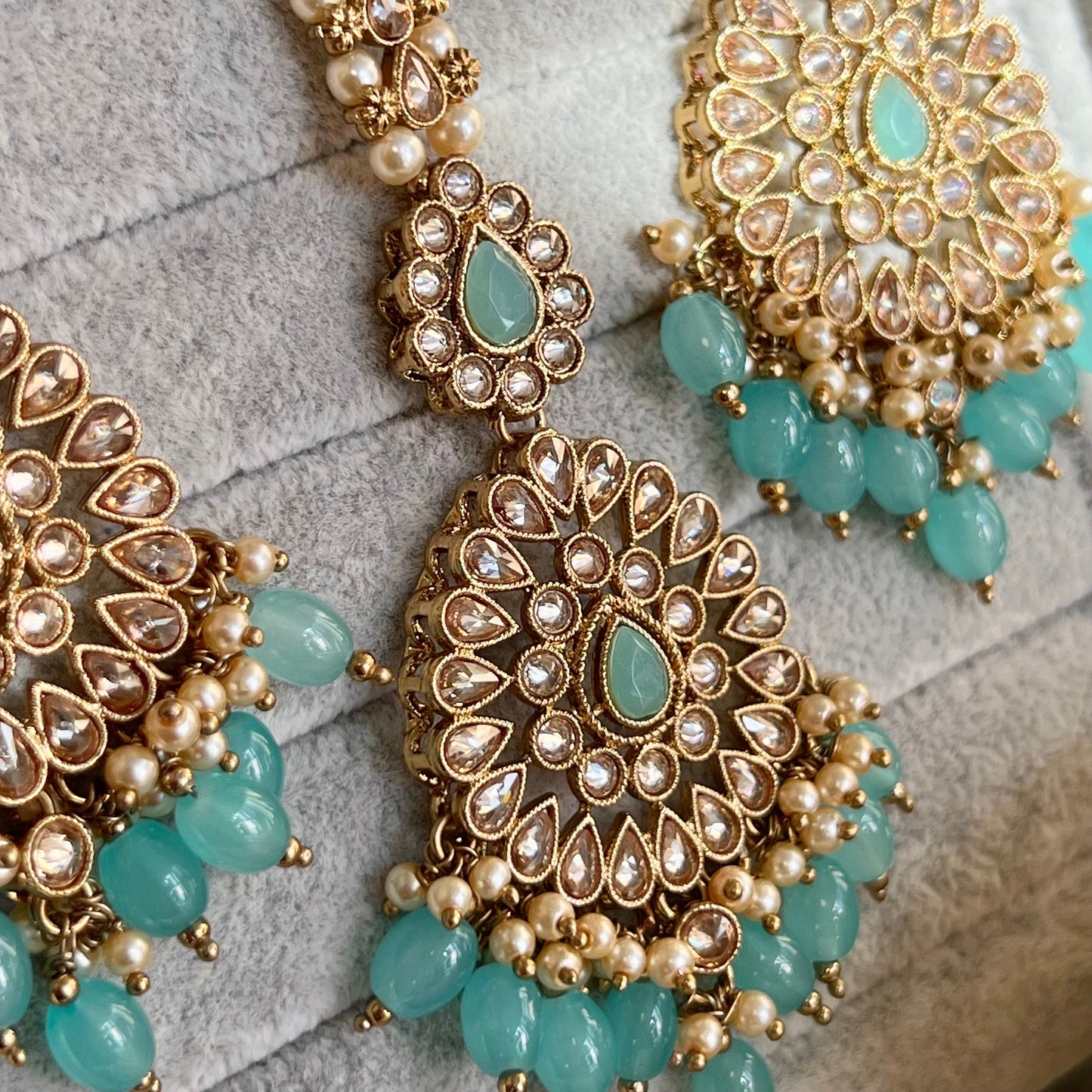 Blue Earring and Tikka/ Flat Earring Indian/ Pakistani Style