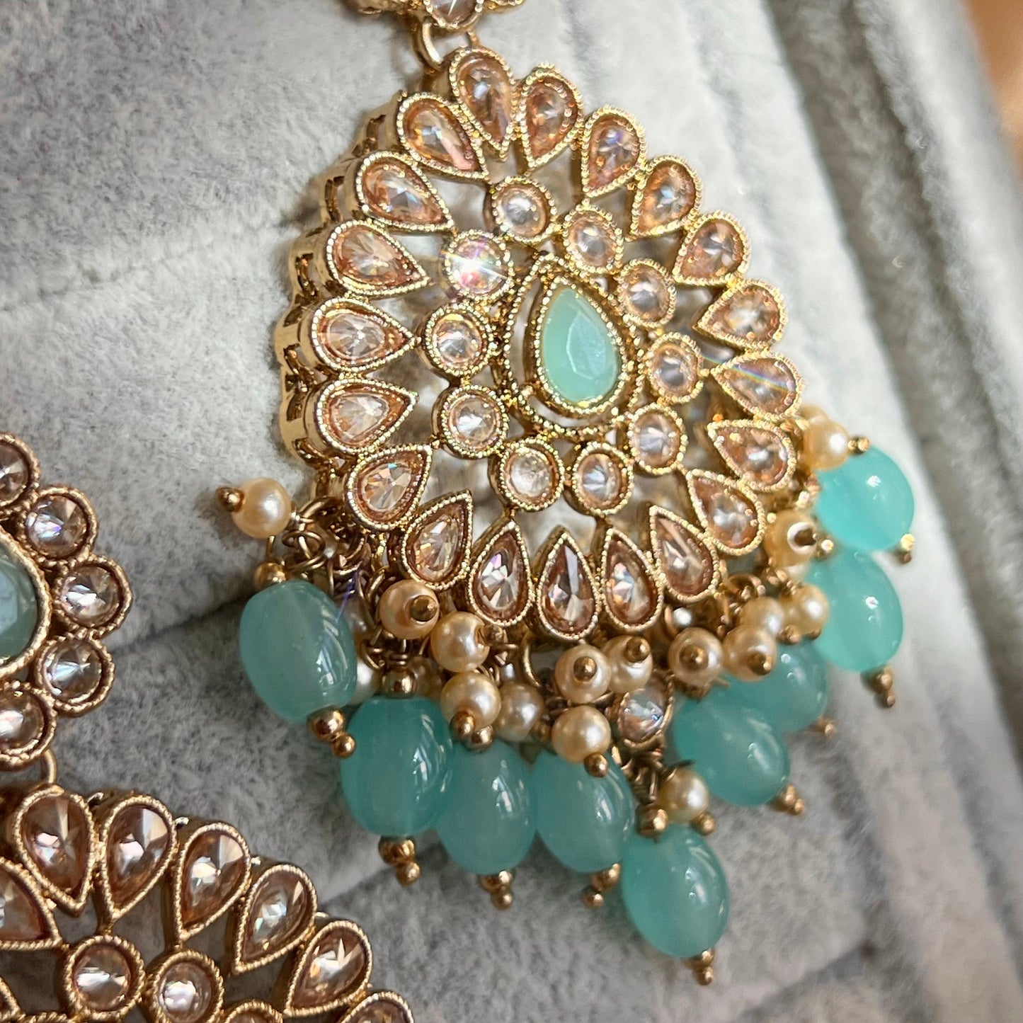 Blue Earring and Tikka/ Flat Earring Indian/ Pakistani Style