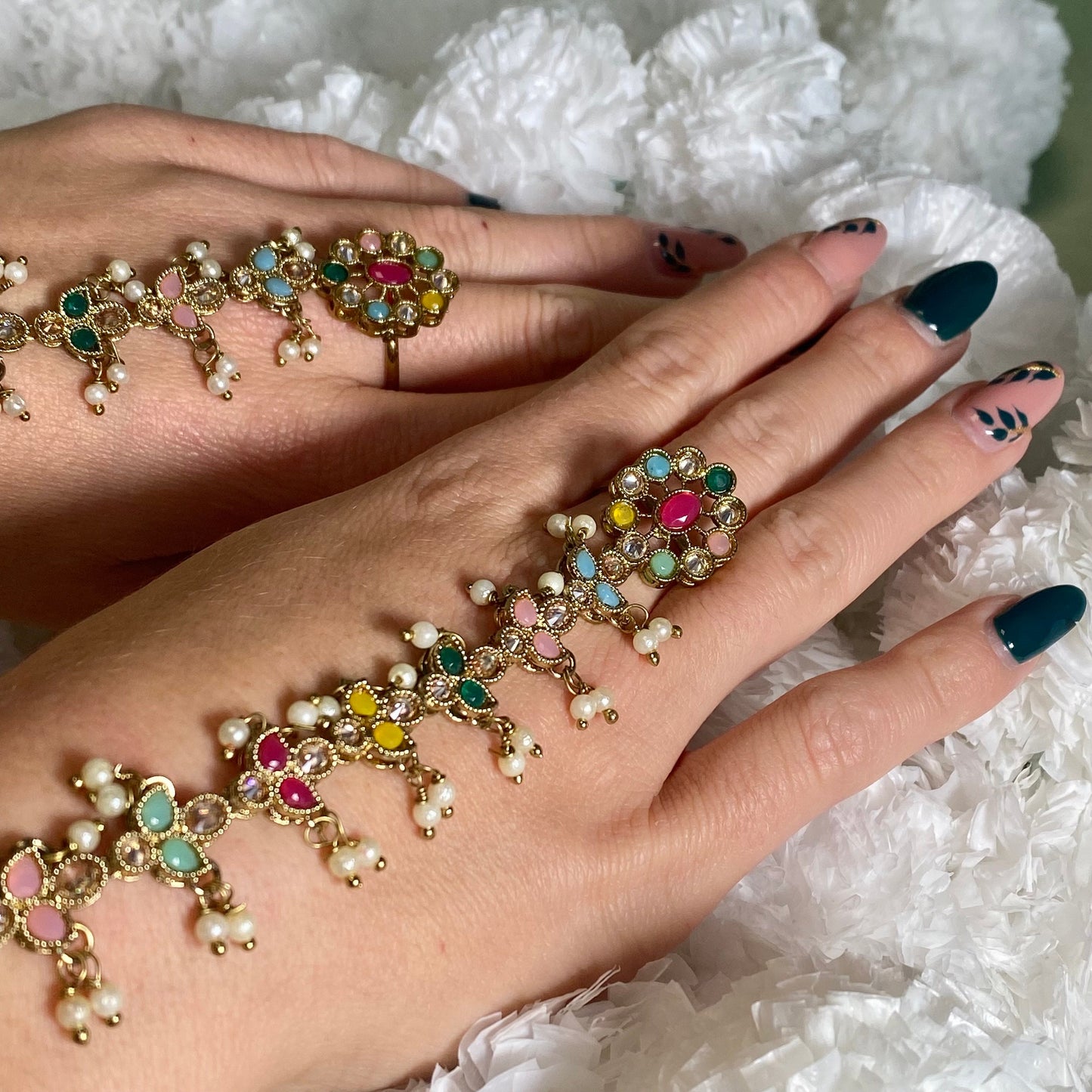 Multicolour Hand Harness - Single Piece/ Fashion Jewellery/ Gift for Women/Indian/Pakistani style /Haathphool/Hand Accessory