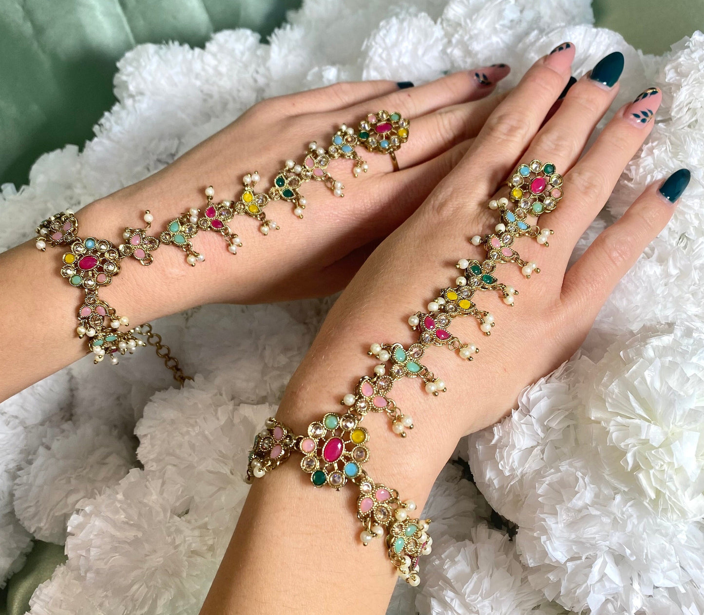 Multicolour Hand Harness - Single Piece/ Fashion Jewellery/ Gift for Women/Indian/Pakistani style /Haathphool/Hand Accessory