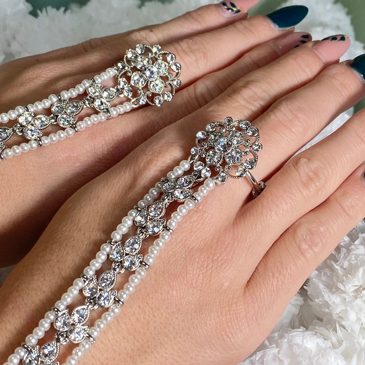 Silver Hand Harness - Single Piece/ Fashion Jewellery/ Gift for Women/Indian/Pakistani style /Haathphool/Hand Accessory