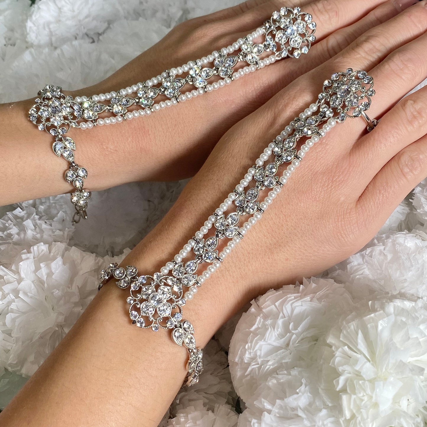 Silver Hand Harness - Single Piece/ Fashion Jewellery/ Gift for Women/Indian/Pakistani style /Haathphool/Hand Accessory