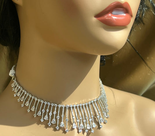 Rose Gold Diamante Necklace with Earring/Reception/Christmas/New Years Party/Fashion Jewellery/ Gift for Women