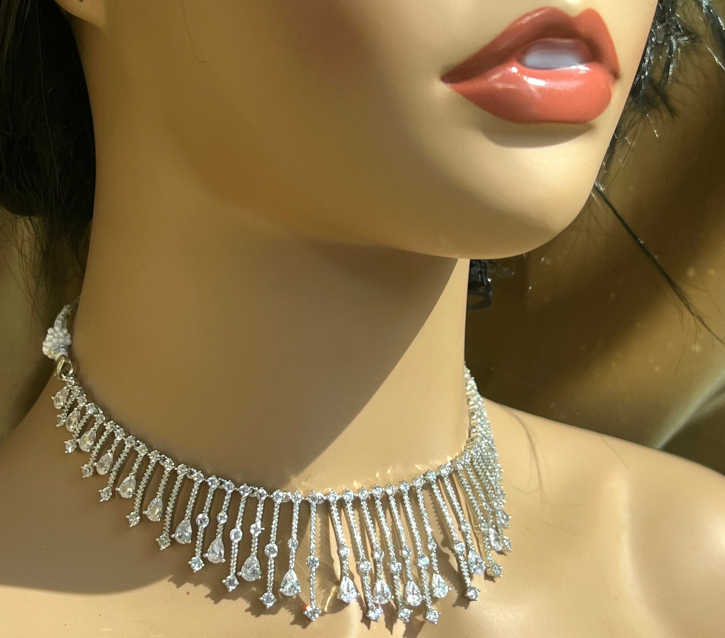 Rose Gold Diamante Necklace with Earring/Reception/Christmas/New Years Party/Fashion Jewellery/ Gift for Women