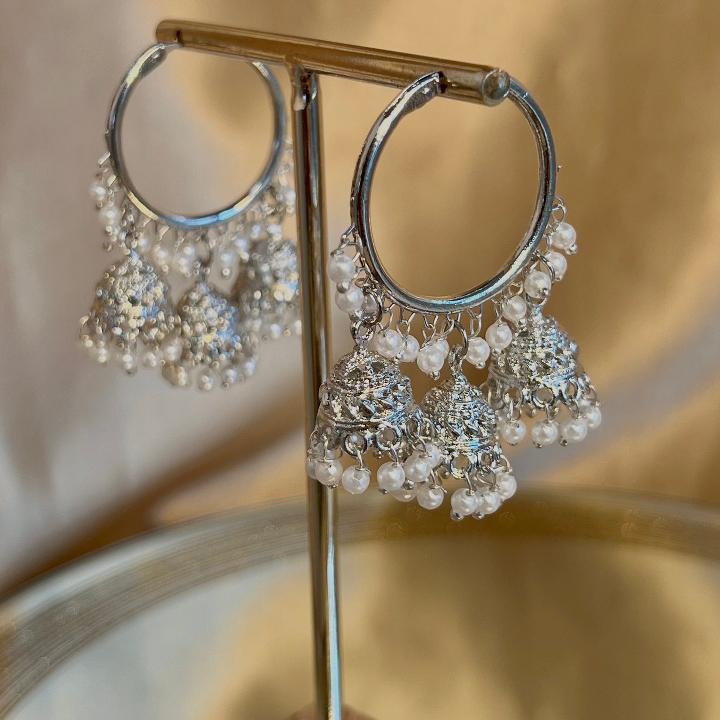 Silver Medium Jhumki - Hoops Indian Jhumka Style Earrings/Gifts for Women