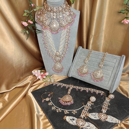 Real Kundan Gold Plated Pink Full Choker Set Indian/ Pakistani Style/Necklace/ Choker/ Earring/ Tikka/ Mathapatti/Mala/Jhumar