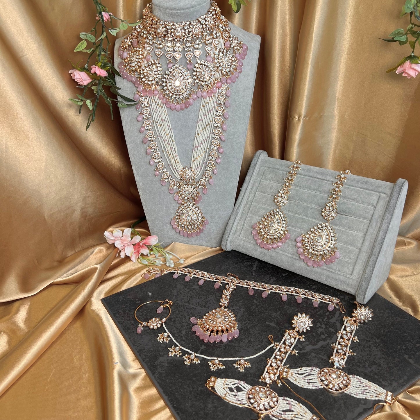 Real Kundan Gold Plated Pink Full Choker Set Indian/ Pakistani Style/Necklace/ Choker/ Earring/ Tikka/ Mathapatti/Mala/Jhumar