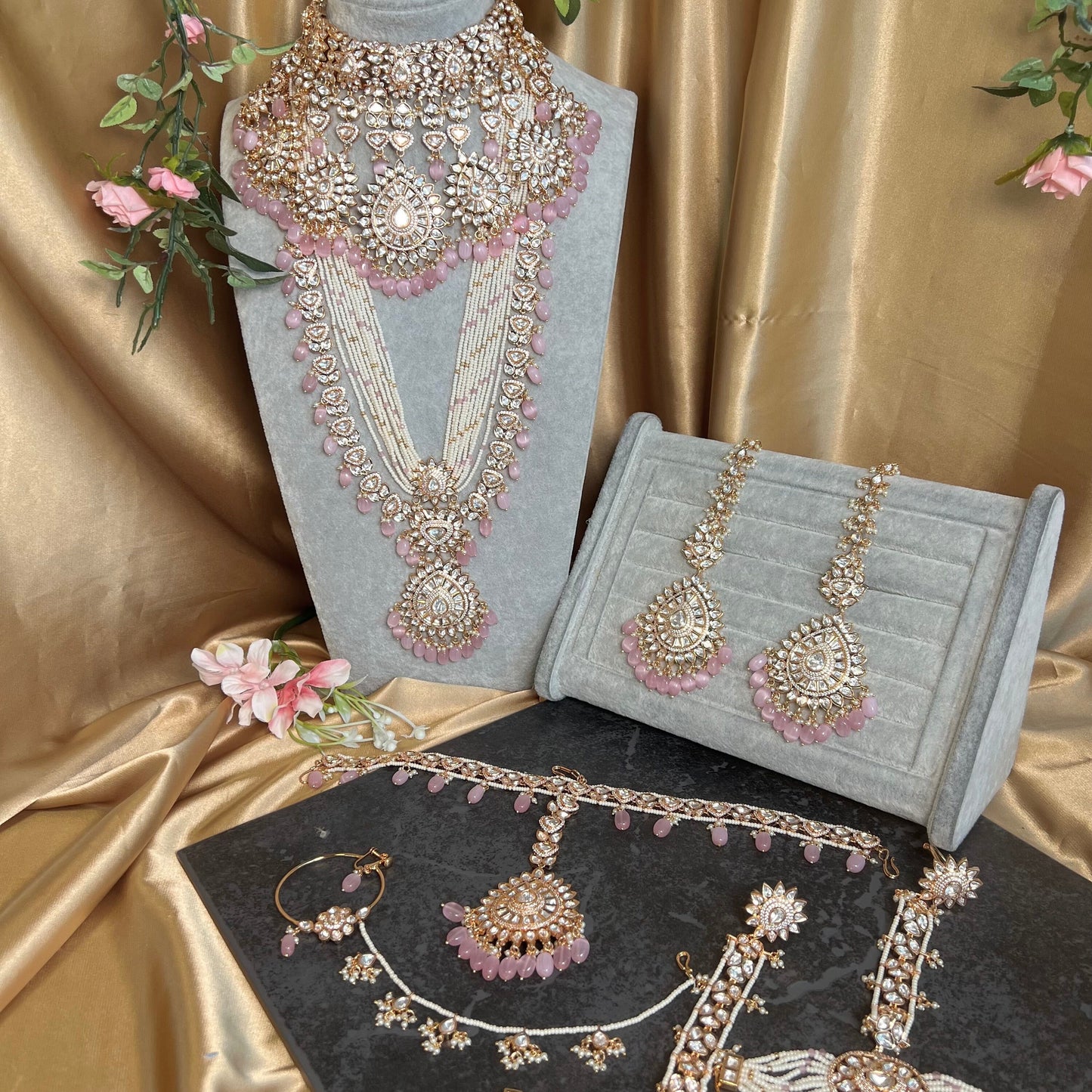 Real Kundan Gold Plated Pink Full Choker Set Indian/ Pakistani Style/Necklace/ Choker/ Earring/ Tikka/ Mathapatti/Mala/Jhumar