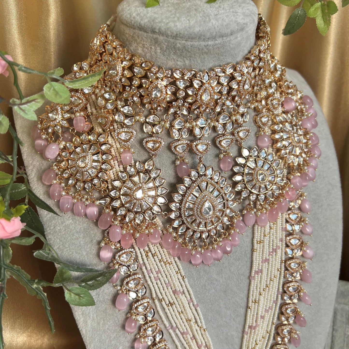 Real Kundan Gold Plated Pink Full Choker Set Indian/ Pakistani Style/Necklace/ Choker/ Earring/ Tikka/ Mathapatti/Mala/Jhumar