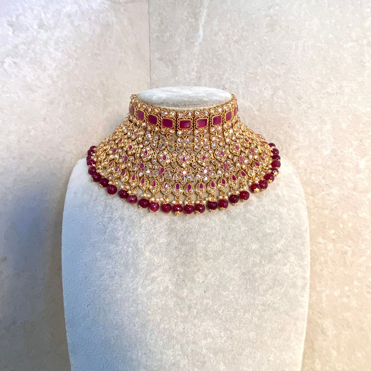 Ruby Choker Only/ Golden Large/ Chunky/ Indian Fashion/ Pakistani Fashion Jewllery