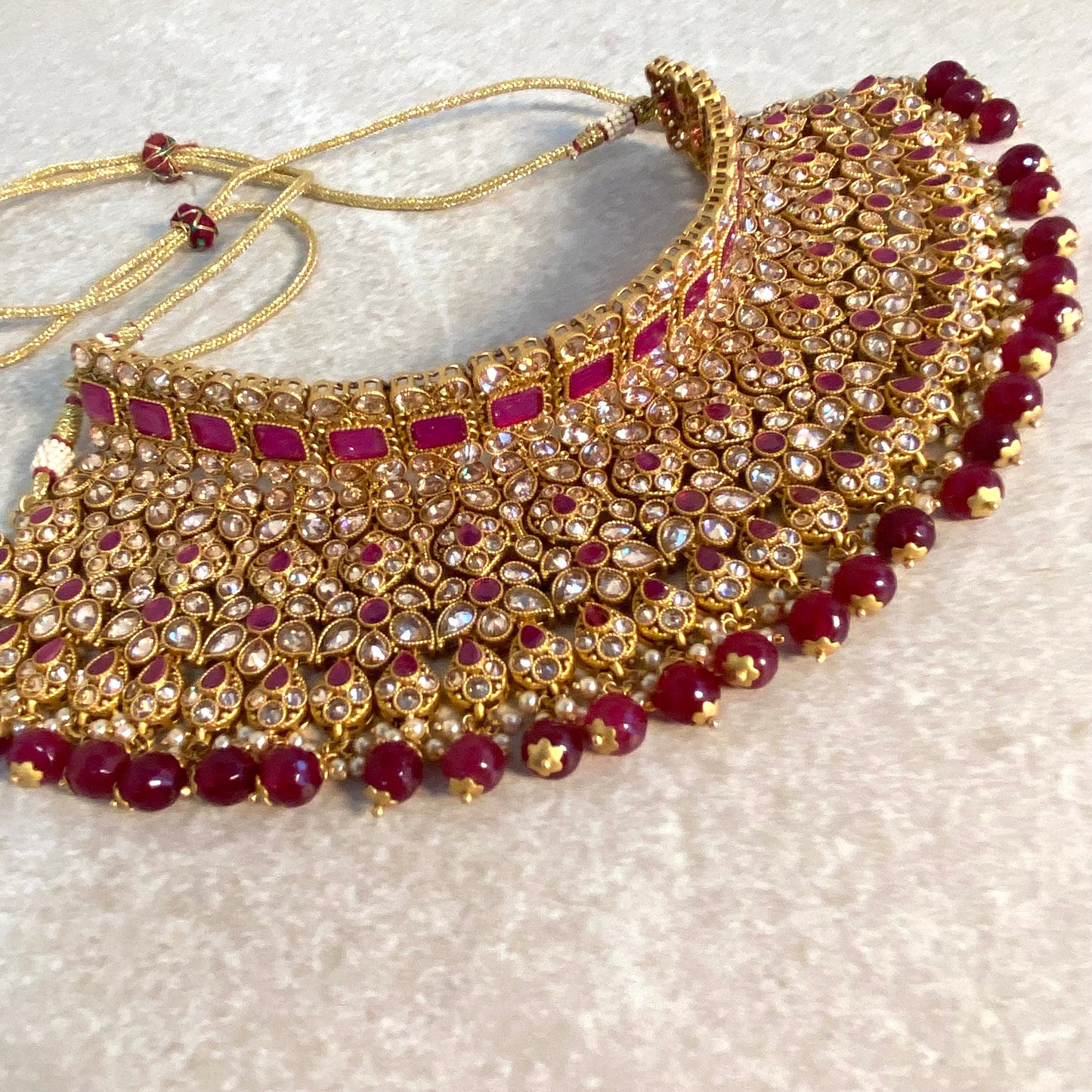 Ruby Choker Only/ Golden Large/ Chunky/ Indian Fashion/ Pakistani Fashion Jewllery