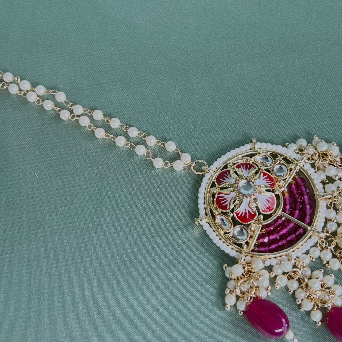 Purple Meenakari/Faux Kudan Pearl tikka/ Tikli/ Indian/ Pakistani Fashion Jewellery/ Maang Tikkas