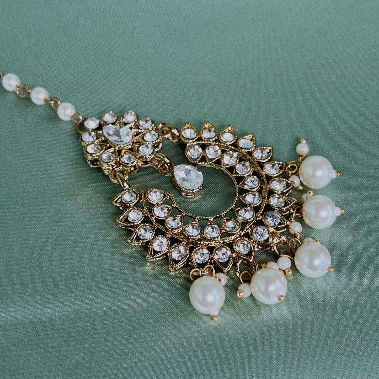 Large Clear/Pearly Indian Medium Tikka/Indian/Pakistani Jewellery/Fashion Jewellery/ Maang Tikkas