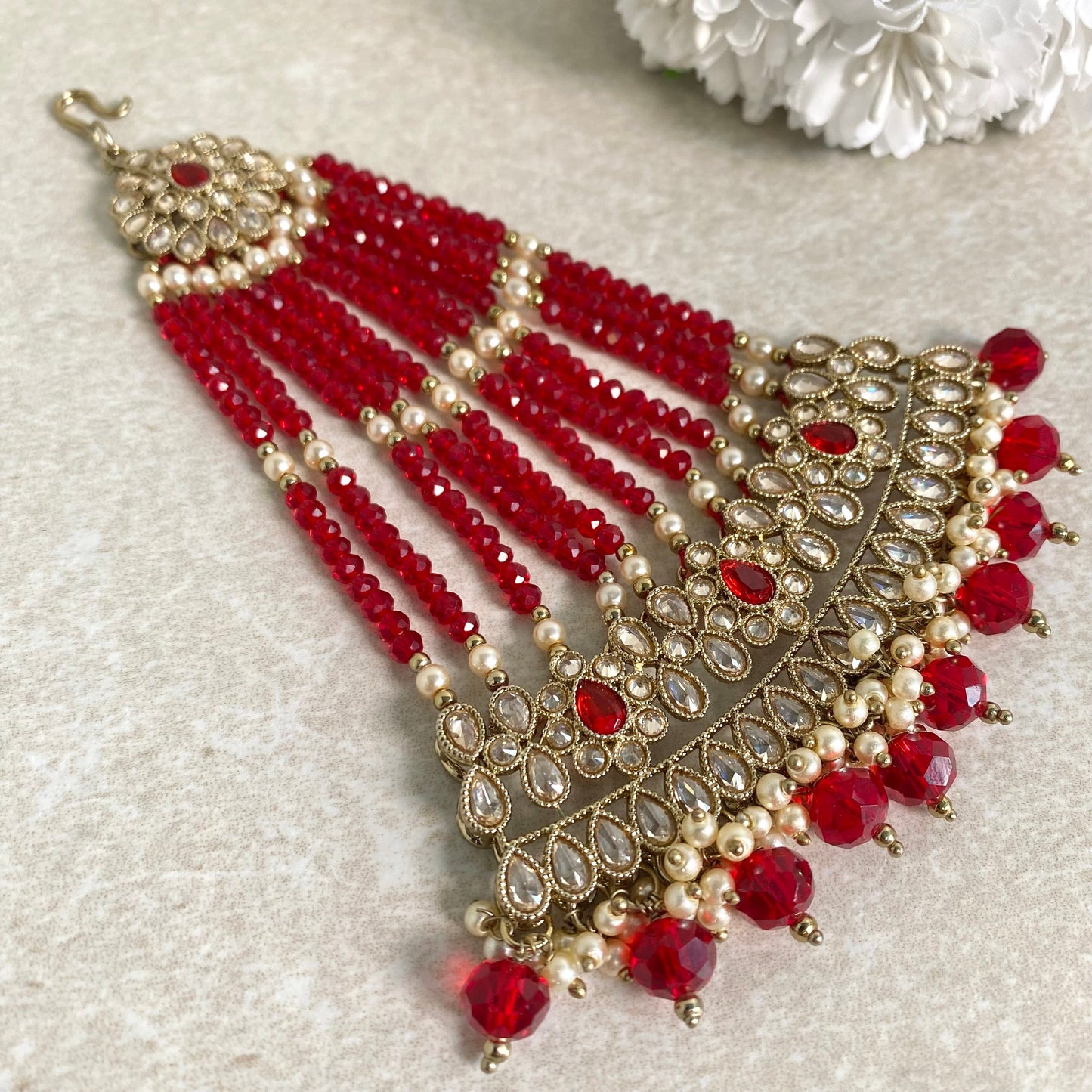 Jhumar/ Red/Gold and Red/Golden Rhinestone/ Jhoomar/ Passa/ Indian/ Pakistani Style/Headpieces