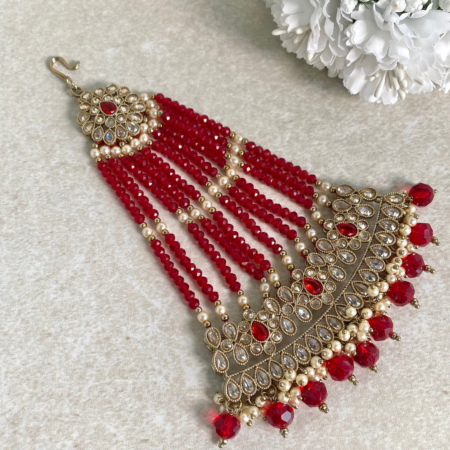 Jhumar/ Red/Gold and Red/Golden Rhinestone/ Jhoomar/ Passa/ Indian/ Pakistani Style/Headpieces