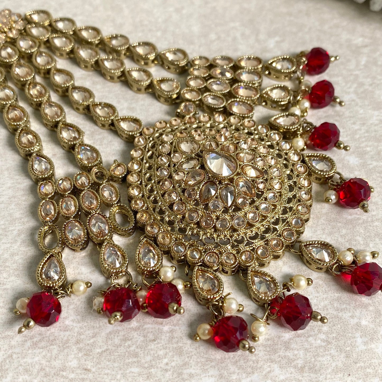 Jhumar/ Maroon/Gold and Maroon/Champagne Crystals/ Jhoomar/ Passa/ Indian/ Pakistani Style/Headpieces