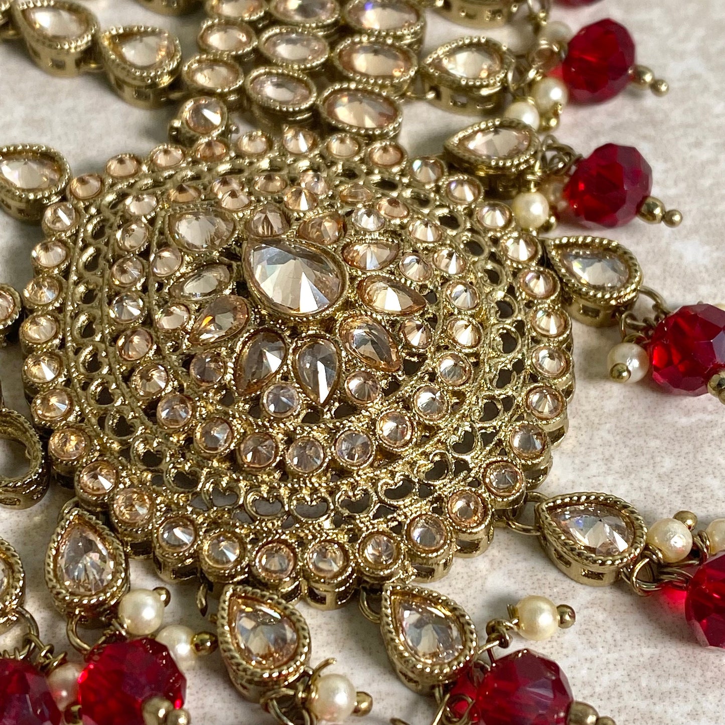 Jhumar/ Maroon/Gold and Maroon/Champagne Crystals/ Jhoomar/ Passa/ Indian/ Pakistani Style/Headpieces