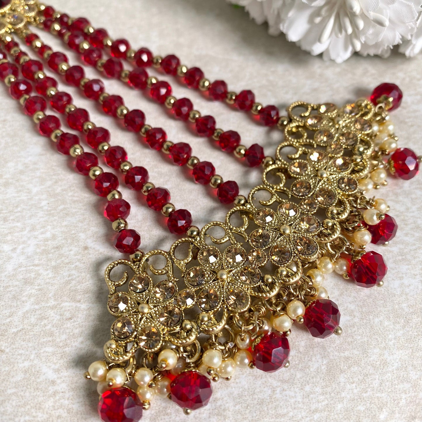 Jhumar/ Maroon/Gold and Maroon/Golden Rhinestone/ Jhoomar / Passa/ Indian/ Pakistani Style/Headpieces