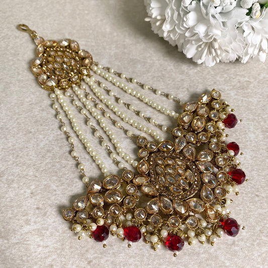 Jhumar/ Maroon/Gold and Maroon/Zircon Crystal/ Jhoomar / Passa/ Indian/ Pakistani Style/Headpieces