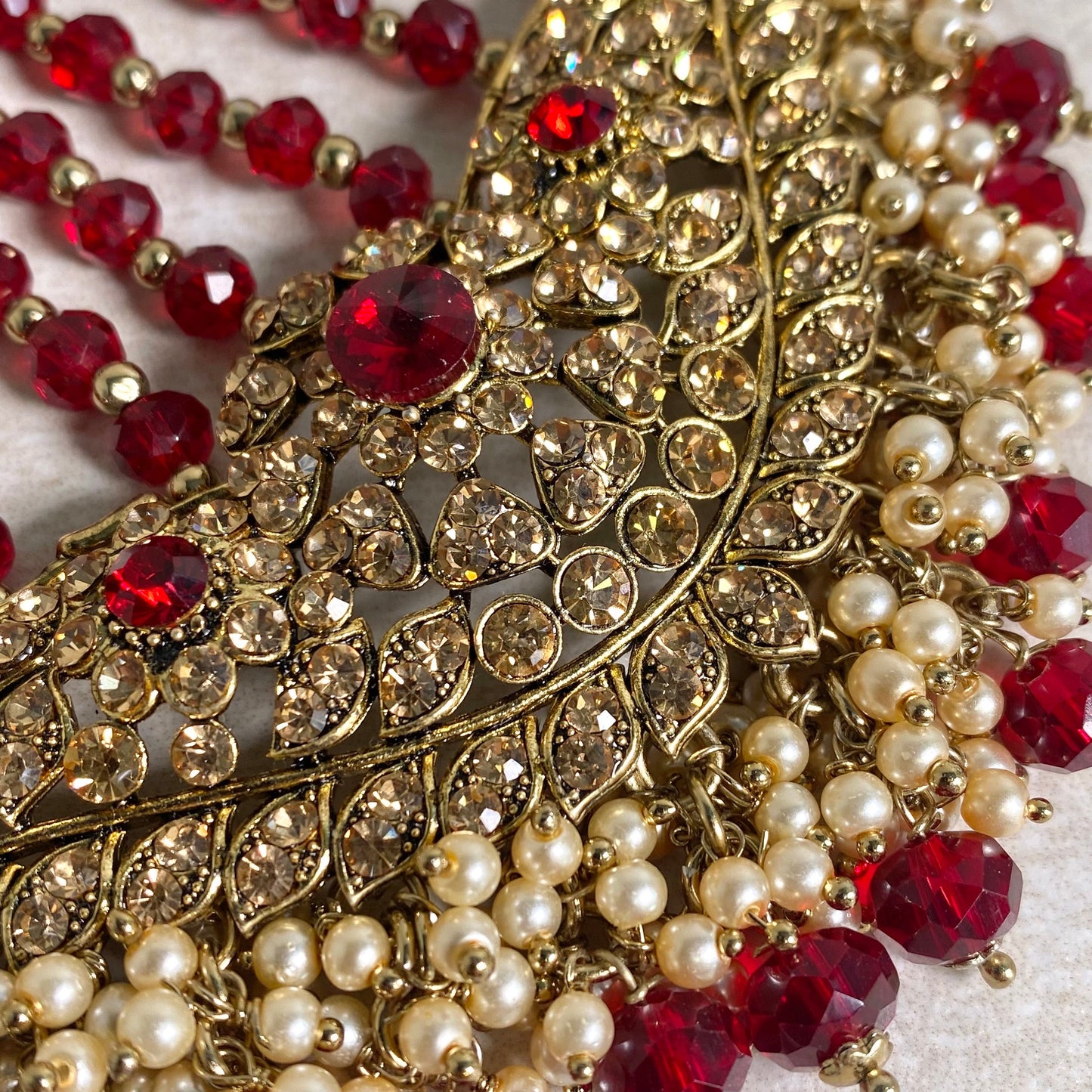 Jhumar/ Red/Maroon/Gold and Maroon/Golden Rhinestone/ Jhoomar / Passa/ Indian/ Pakistani Style/Headpieces