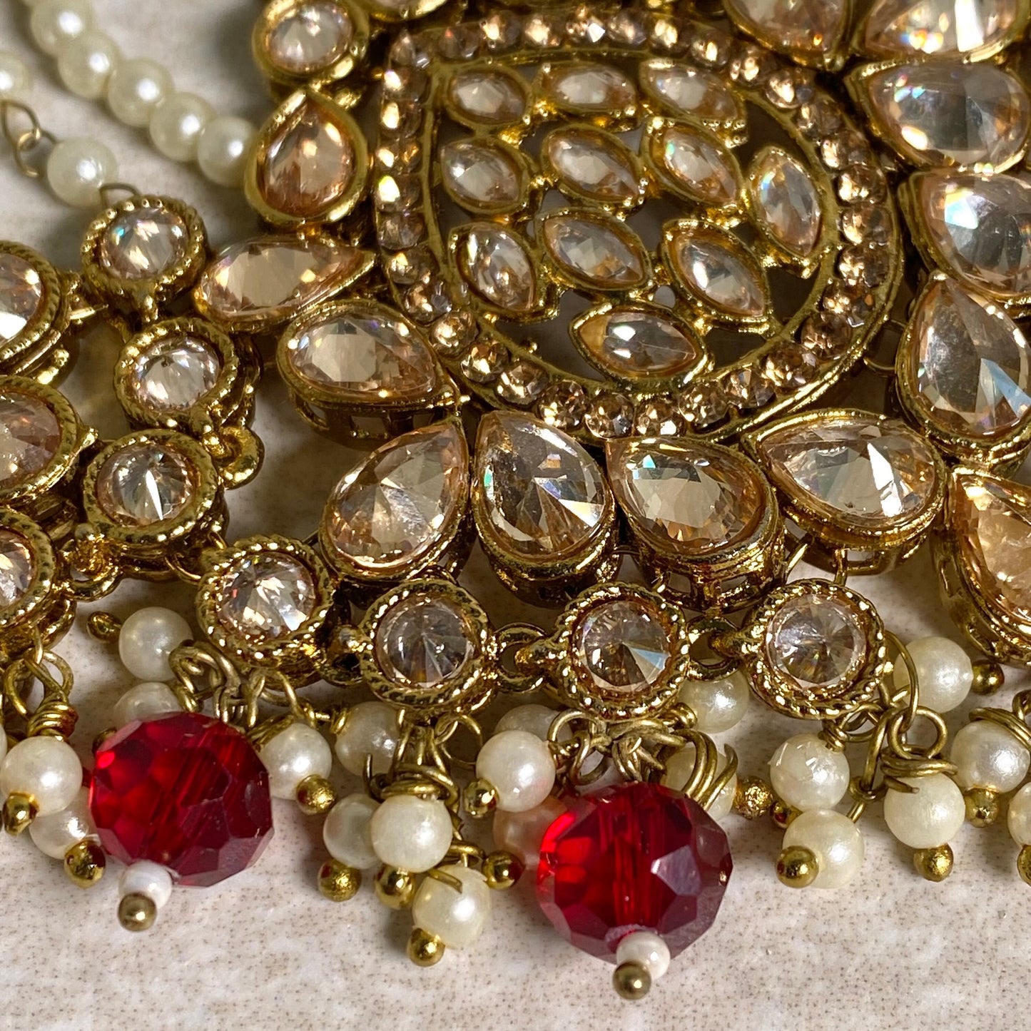 Jhumar/ Maroon/Gold and Maroon/Golden Rhinestone/ Jhoomar / Passa/ Indian/ Pakistani Style/Headpieces