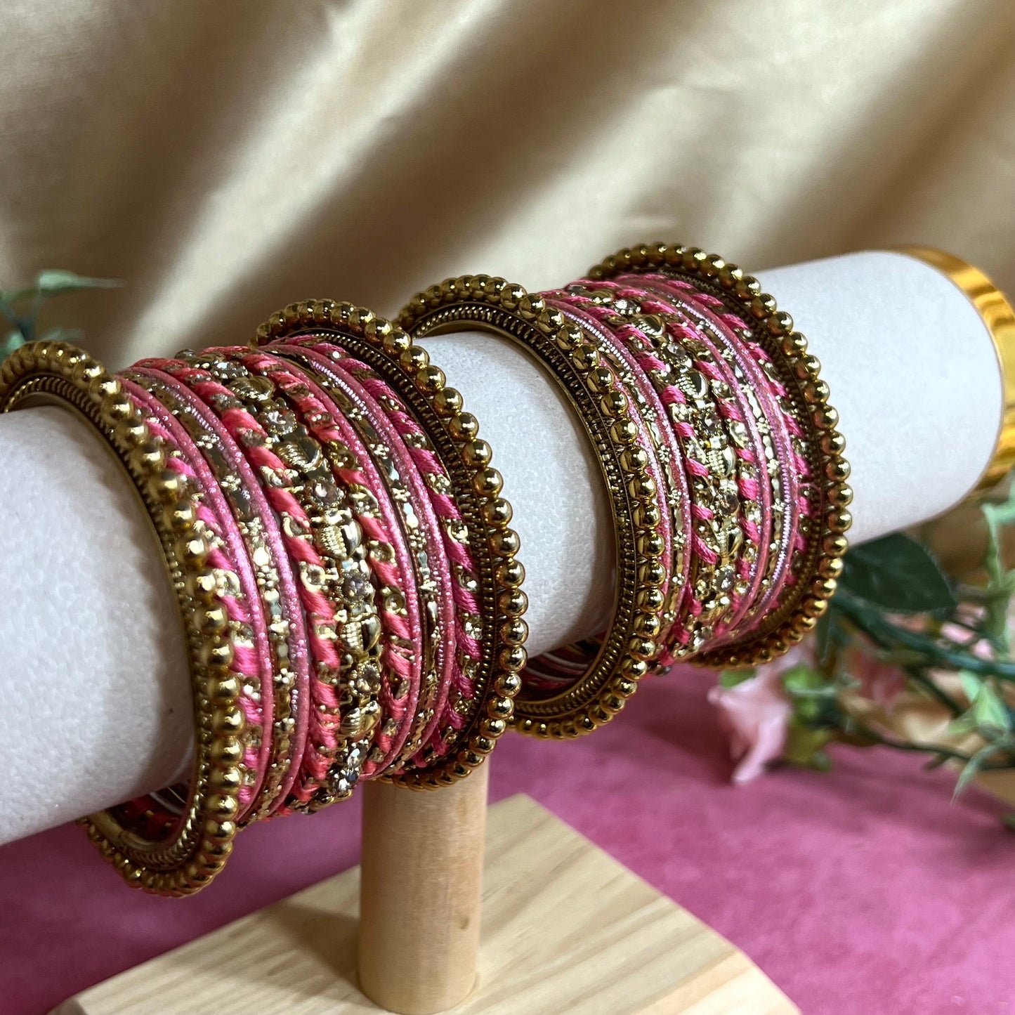 Small Thread Bangle Set- Pink/Indian/ Pakistani/Jewelley/ Fashion Bracelet