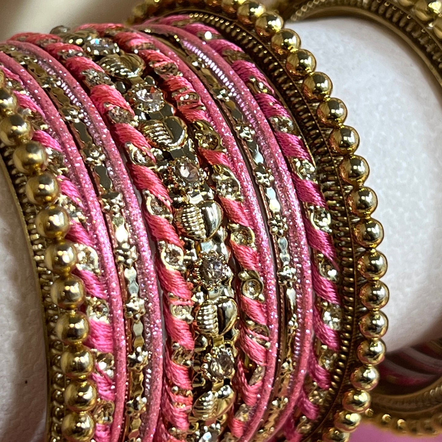 Small Thread Bangle Set- Pink/Indian/ Pakistani/Jewelley/ Fashion Bracelet