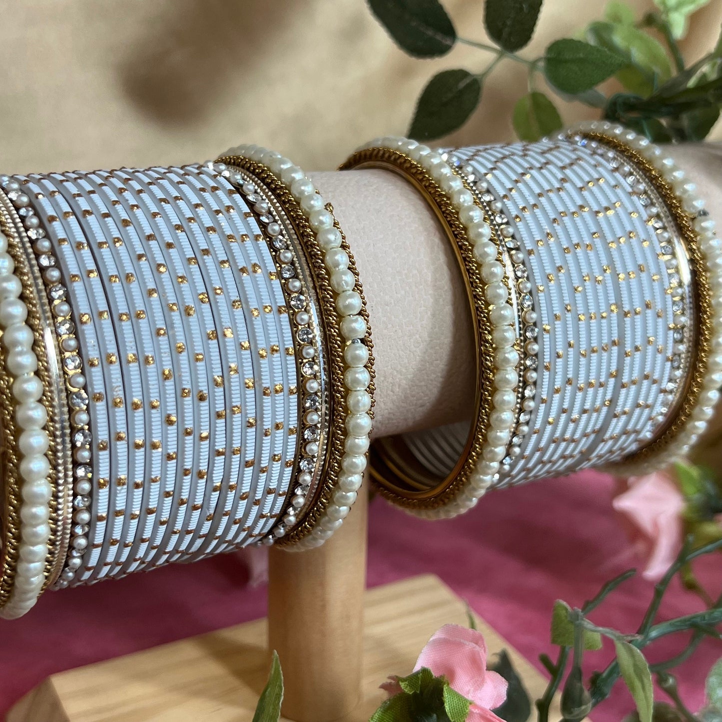Small White Bangle Set/Indian/ Pakistani/Jewelley/ Fashion Bracelet