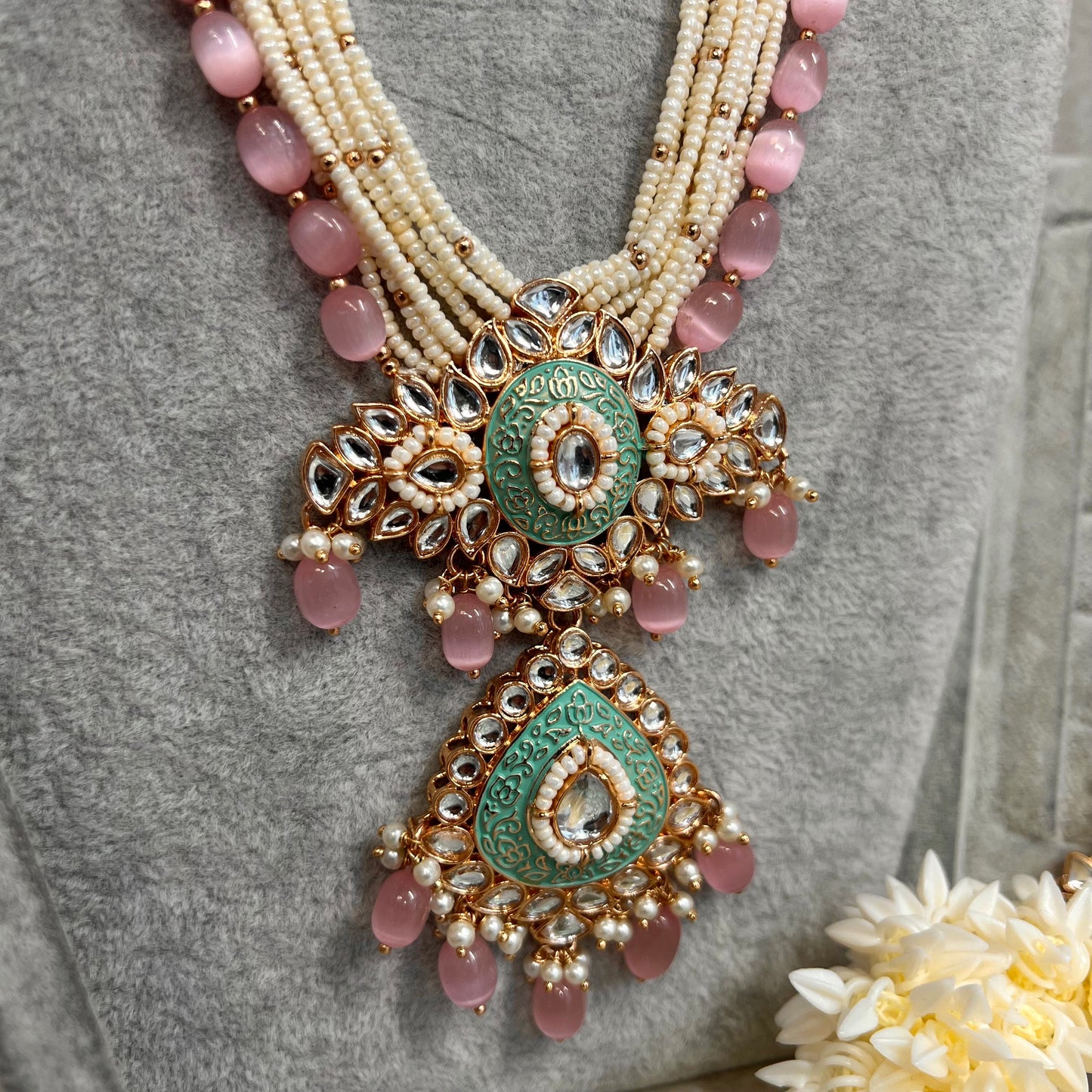 Faux Kundan Pastel Full Bridal Set/ Indian/ Pakistani Style/Necklace/ Choker/ Earring/ Tikka/ Mathapatti/Mala/Jhumar