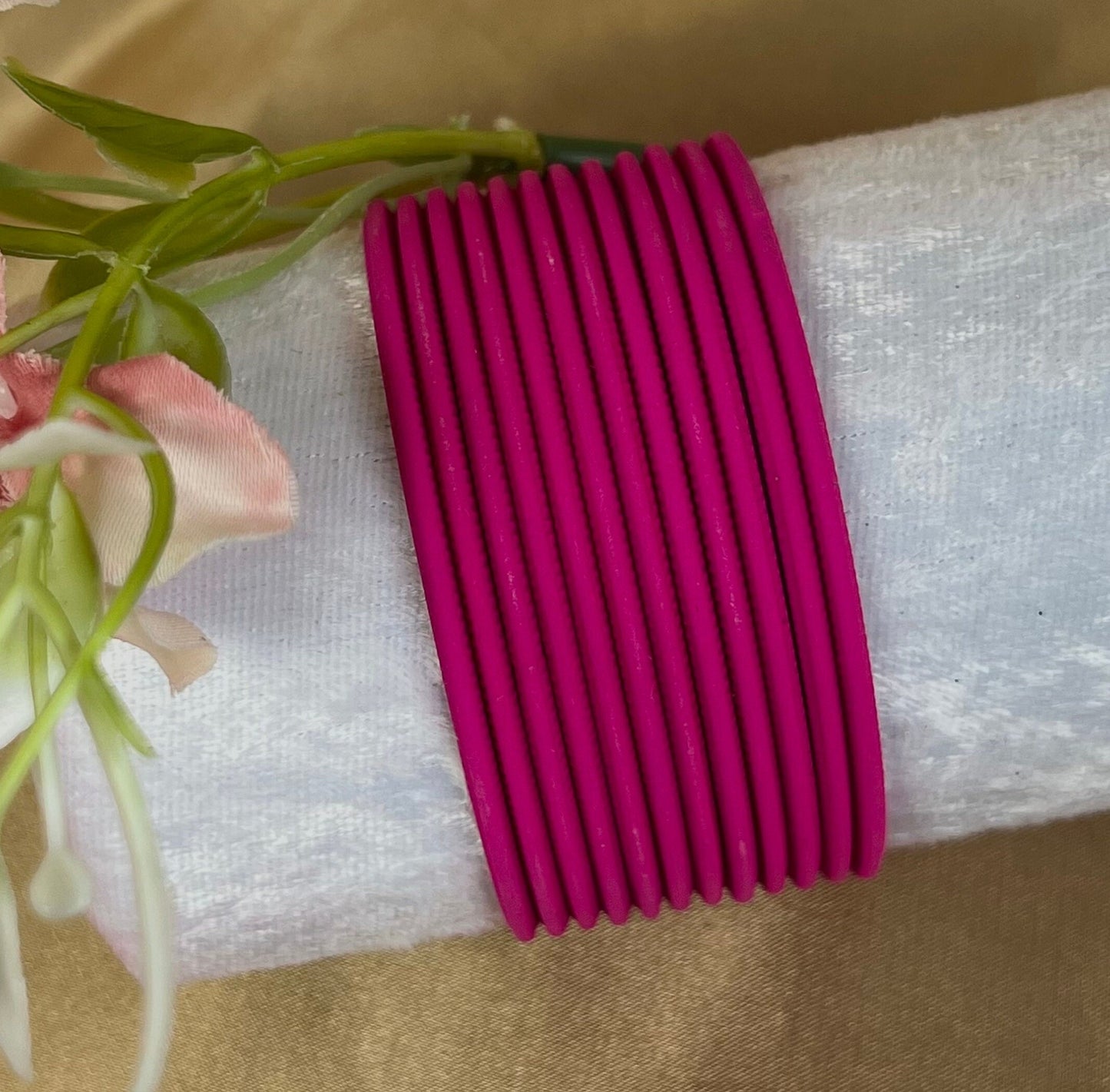 Hot Pink Single Bangles - Set of 12 - Indian Bangles/Braclets/Matte Bangles/Indian & Pakistani Jewellery