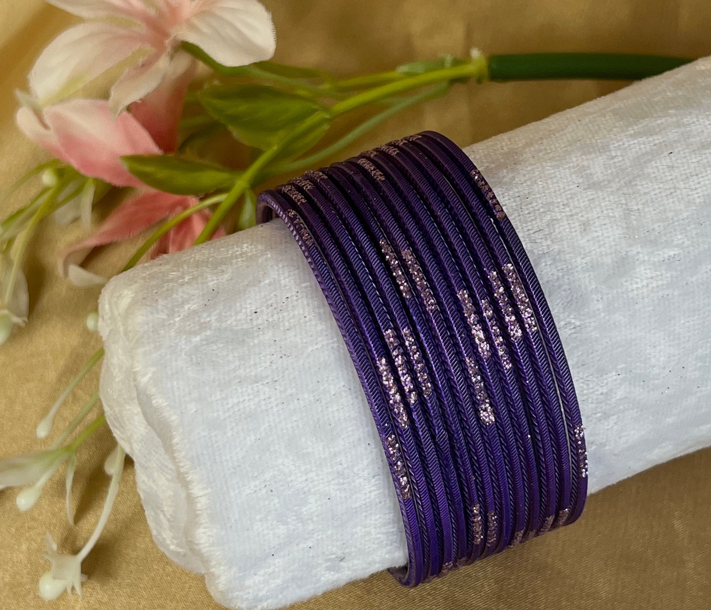 Dark Purple Single Bangles - Set of 12 - Indian Bangles/Braclets/Indian & Pakistani Jewellery