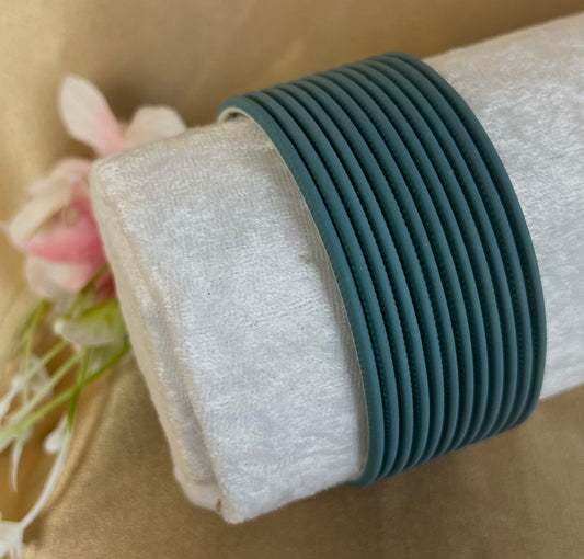 Teal Single Bangles - Set of 12 - Indian Bangles/Bracelets/Matte Bangles/Indian & Pakistani Jewellery