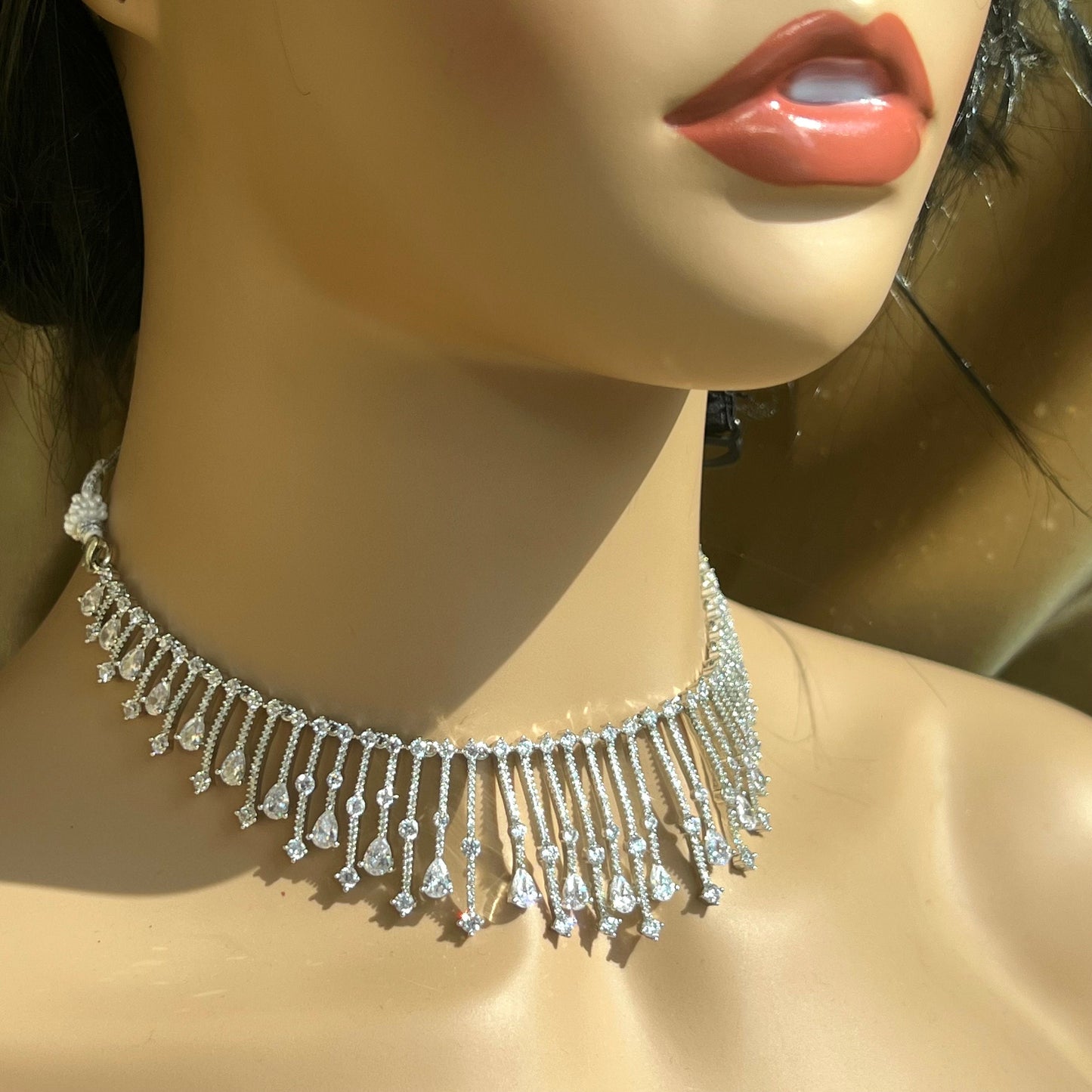 Silver Diamante Necklace with Earring/Reception/Christmas/New Years Party/Fashion Jewellery/ Gift for Women