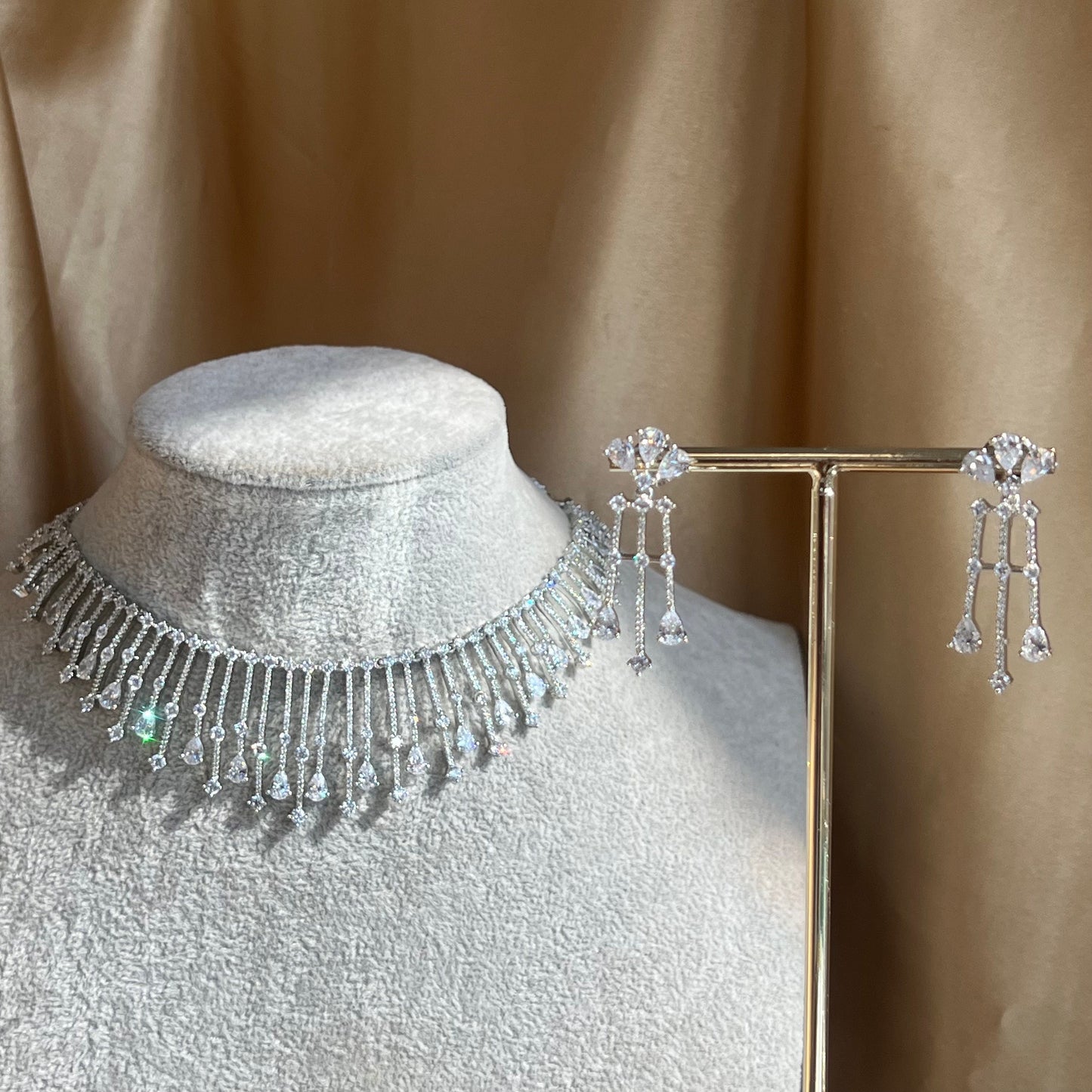 Silver Diamante Necklace with Earring/Reception/Christmas/New Years Party/Fashion Jewellery/ Gift for Women