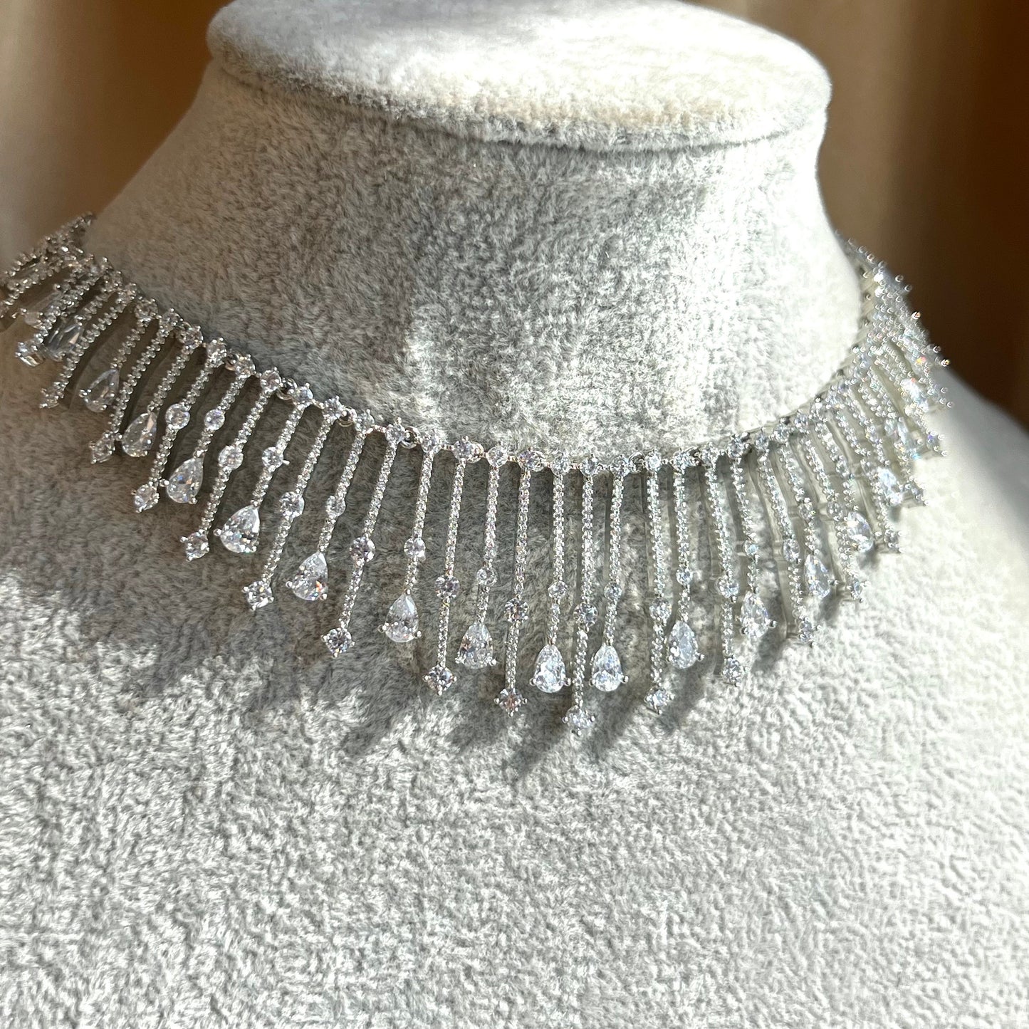 Silver Diamante Necklace with Earring/Reception/Christmas/New Years Party/Fashion Jewellery/ Gift for Women